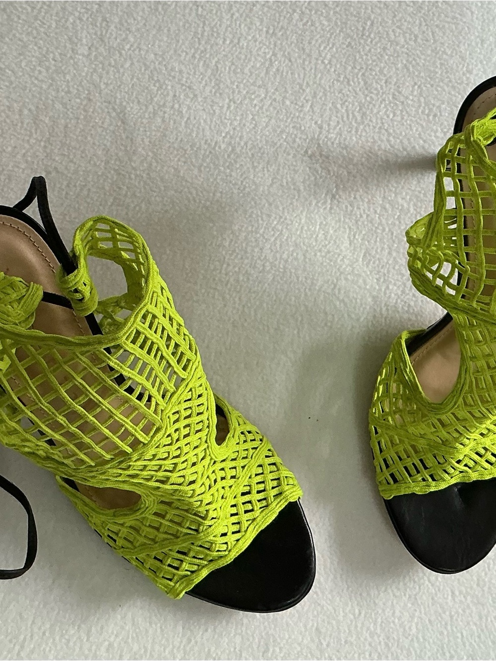 Vicenza Neon Lime Green Caged Mesh Lace Up Stiletto Heel Sandals Sz 7 - Picture 8 of 9
